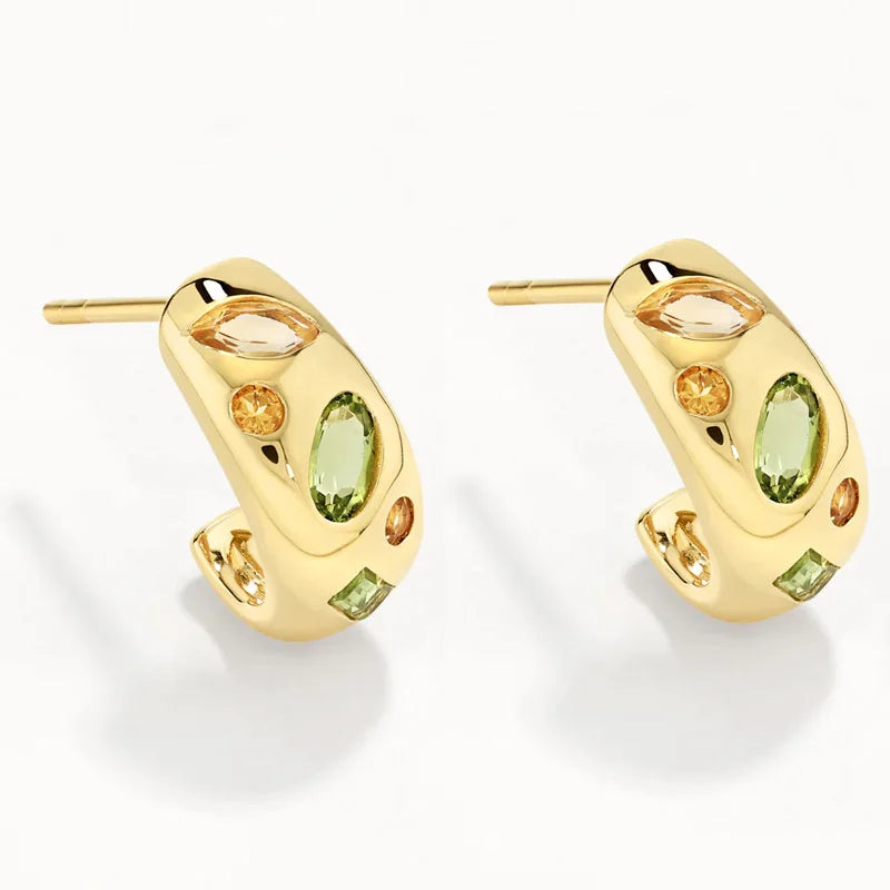 Cévana Auréole Gemstone Hoops