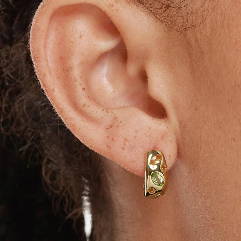 Cévana Auréole Gemstone Hoops